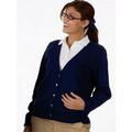 Ladies V-Neck Acrylic Cardigan, made in US